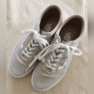 Vans Beige / Cream Canvas With White Laces Sneakers Running Shoes Tennis Shoes